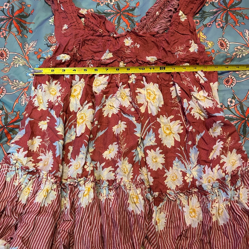 Free People Soft Red and Pale Yellow Floral Sundress/(Cover-up/Nightie) - Picture 8 of 8